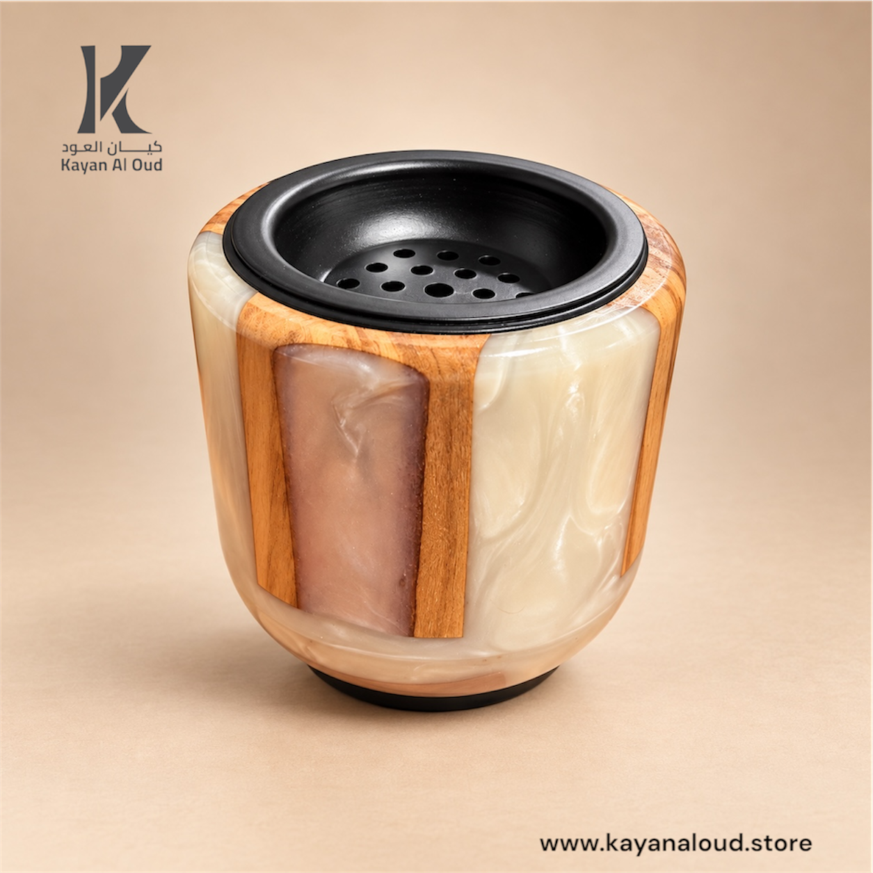 White wooden-style resin incense burner